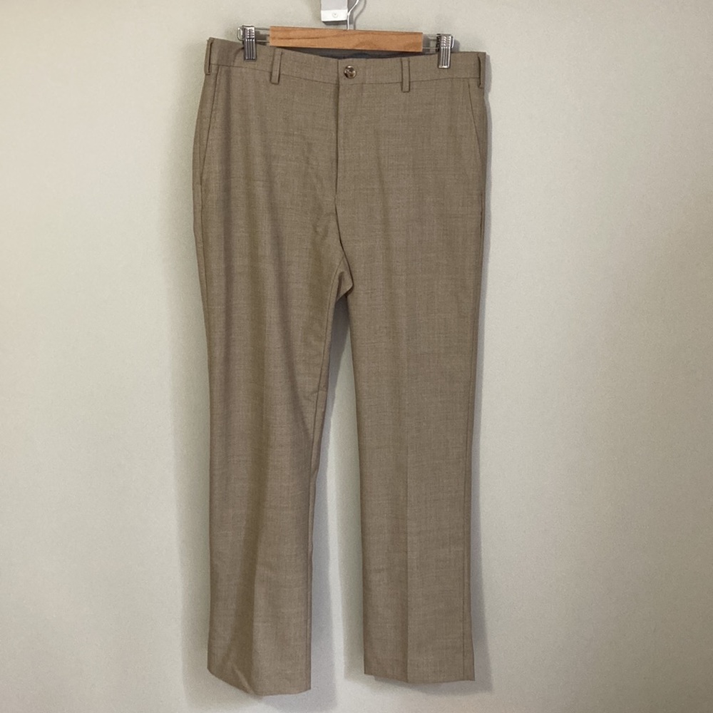 Men’s Hart Schaffner Marx, Brown Tan Wool Blend Trousers, 34 x 32